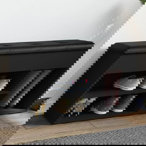vidaXL Klop za čevlje črna 82x32x45,5 cm inženirski les Cene