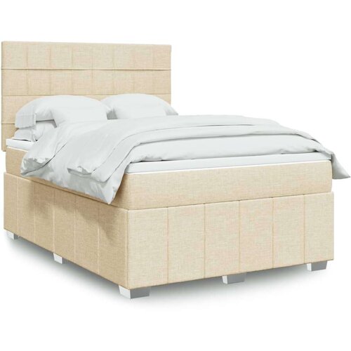  Krevet s oprugama i madracem krem 160x200 cm od tkanine Cijene