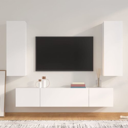 vidaXL Komplet TV omaric 4-delni bel konstruiran les Cene