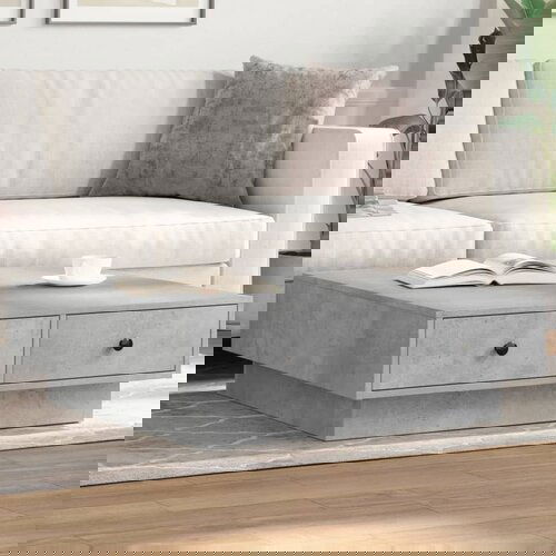 VidaXL Klubska mizica betonsko siva 90x90x28 cm iverna plo&amp;scaron;ča Slike