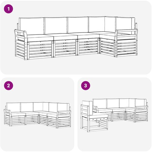  Set vanjskih sofa 5 pcs Bijela i krem 249 x 130,5 x 73 cm Slike