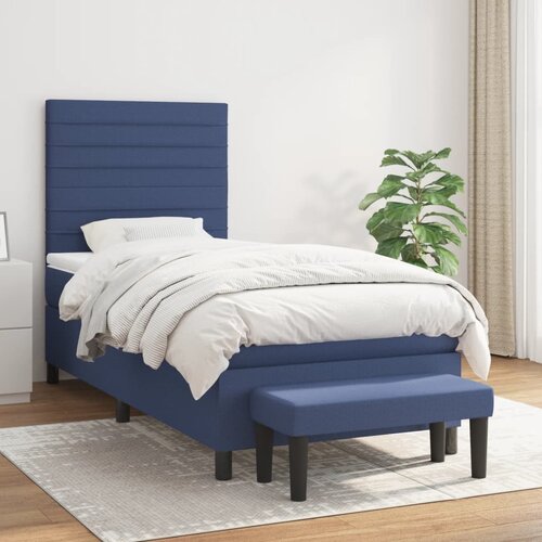  The Living Store Box spring postelja z vzmetnico moder 90x190 cm blago - Box Spring Postelja, (21512245) Slike