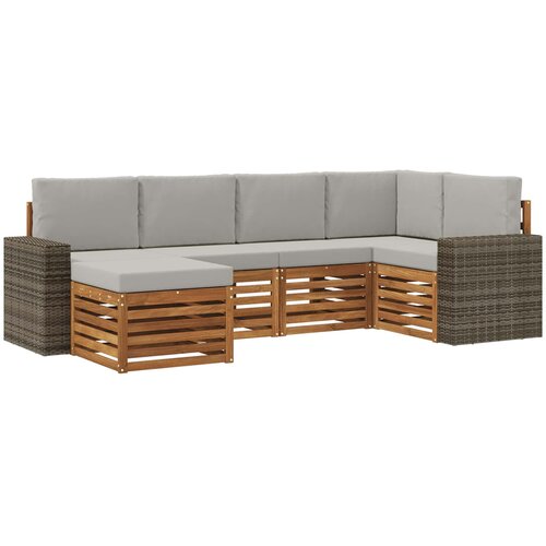  Set vanjskih sofa 6 kom. Prirodna i svjetlosiva Poliester 255 x 136,5 x 73 cm Slike
