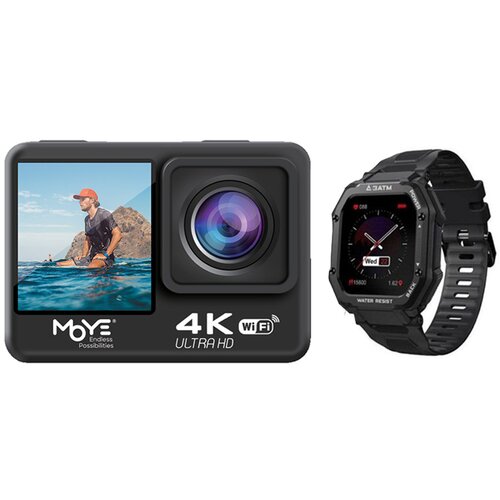 Moye Akciona kamera Venture 4K Duo + Smart sat Kairos crna Cene