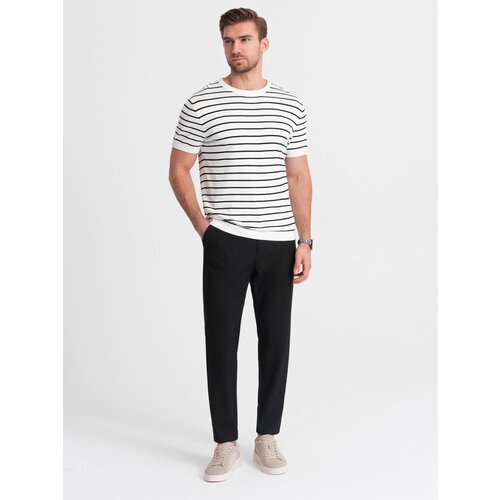 Ombre Men's chino pants with elastic waistband - black Cene