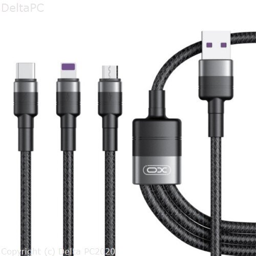 XO cable NB-Q191 3w1 USB - Lightning + USB-C + microUSB 1,2 m 40W black Cijene
