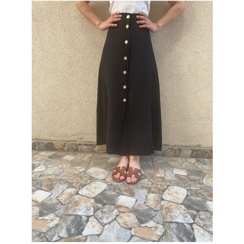 Laluvia Black Gold Buttoned Skirt Cene
