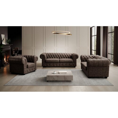 Welnova CHESTERFIELD ZOFA, temno rjava usnje Slike