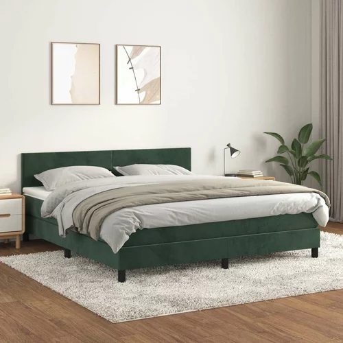  Box spring postelja z vzmetnico temno zelena 160x200 cm žamet, (20898765)