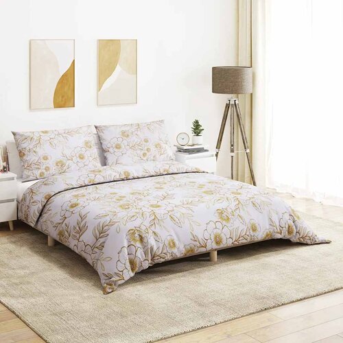  Set posteljine za poplun bijelo-smeđi 200x200 cm pamučni Cijene