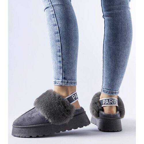 Gemre Grey insulated slippers with elastic band and fur Sangro Cene