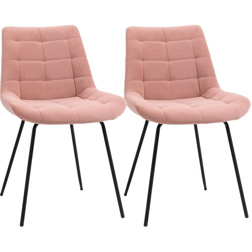 HOMCOM Jedilni stol, flanel, pena, jeklo 50D x 61&Scaron; x 79V cm, roza, (5000242691) Cene