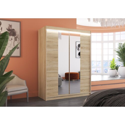 ADRK Klizni ormar s ogledalom FEVER 150 cm - SONOMA-SONOMA HRAST Cene
