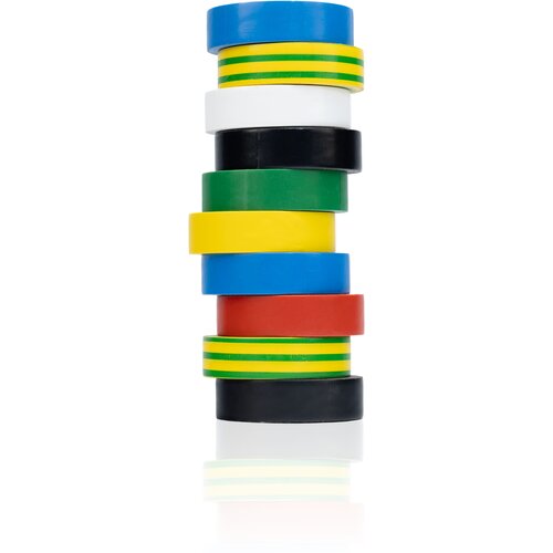 Rosfix Set izolacijskih trakov 10kos. 0,13mm 16mm x 10m (2x črna, 2x modra, 2x ozemljitev, zelena, bela, rumena, rdeča), (22083435) Slike