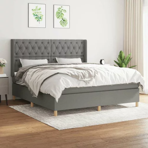  Box spring postelja z vzmetnico temno siva 160x200 cm blago, (20790411)