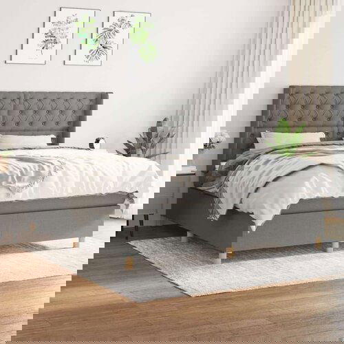  Kreveta s oprugama i madrac svjetlosivi 160x200cm tkanina Slike