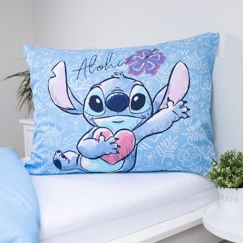 Jerry Fabrics Modra enojna bombažna otro&amp;scaron;ka posteljnina 140x200 cm Lilo and Stitch &amp;quot;Wave&amp;quot; &amp;ndash; Slike