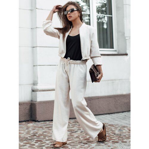 DStreet Women's wide trousers MADDIE, light beige Cene