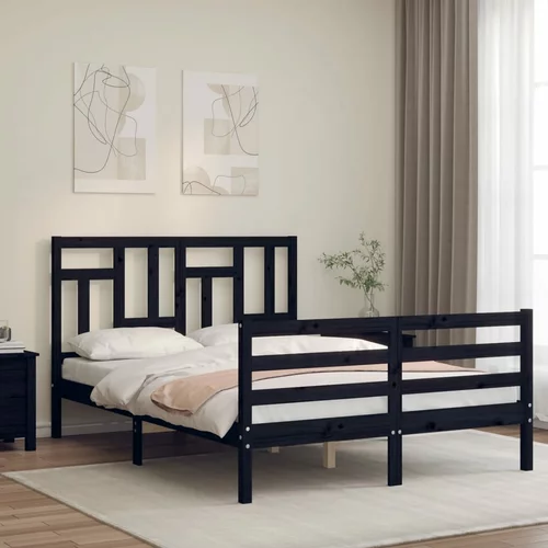 vidaXL Okvir za krevet s uzglavljem crna 120x200cm od masivnog drva