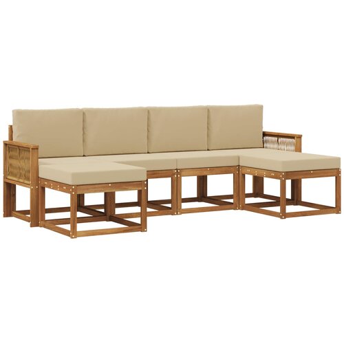 vidaXL Zunanja garnitura za sedenje 6 pcs Naravna in bež Poliester, (5000281062) Cene