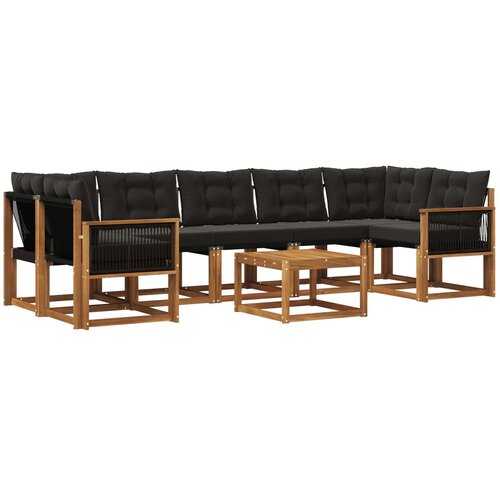 vidaXL Zunanja garnitura za sedenje z blazino 8 pcs Naravna in črna, (5000271865) Cene