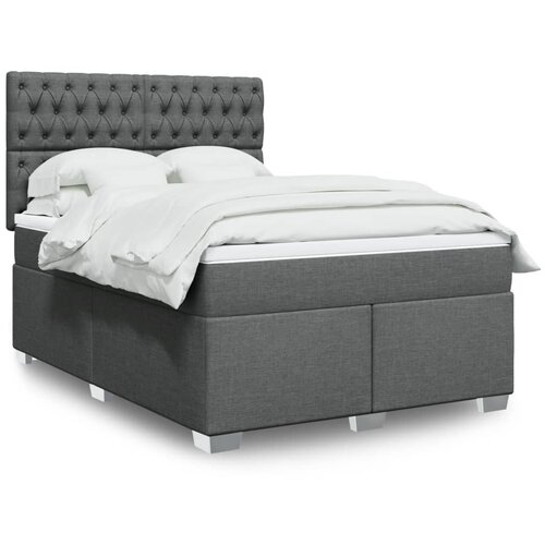 vidaXL Box spring postelja z vzmetnico temno siva 160x200 cm blago Cene