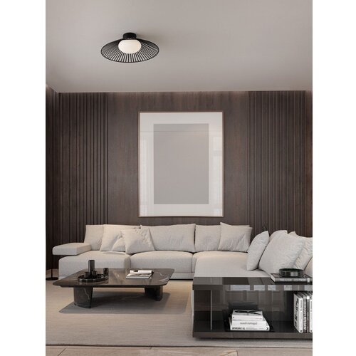 Nova Luce Mat črna kovinska LED stropna svetilka s steklenim senčilom Brume &amp;ndash; Slike