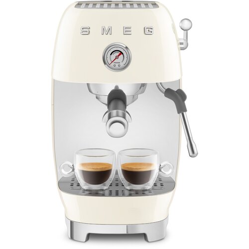Smeg ECF03CREU Aparat za kavu s ruckom, krem boje, 50-ih godina. Slike