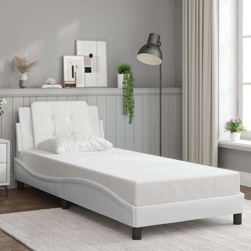  Posteljni okvir brez vzmetnice bel 100x203 cm umetno usnje, (21111766) Cene