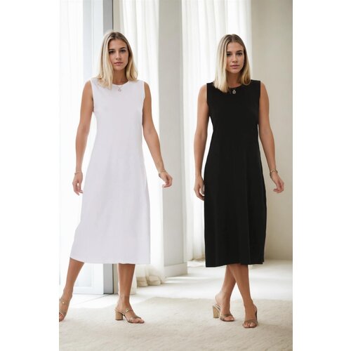 Dewberry E2145 Set of Two Women Dresses-BLACK-WHITE Cene