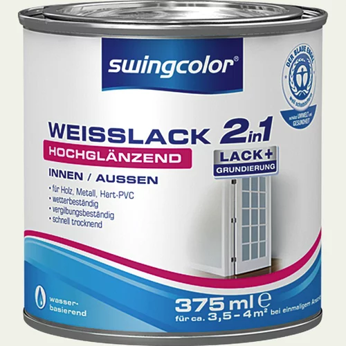 SWINGCOLOR akrilni lak 2u1 (Visokog sjaja, 375 ml, Bijele boje)