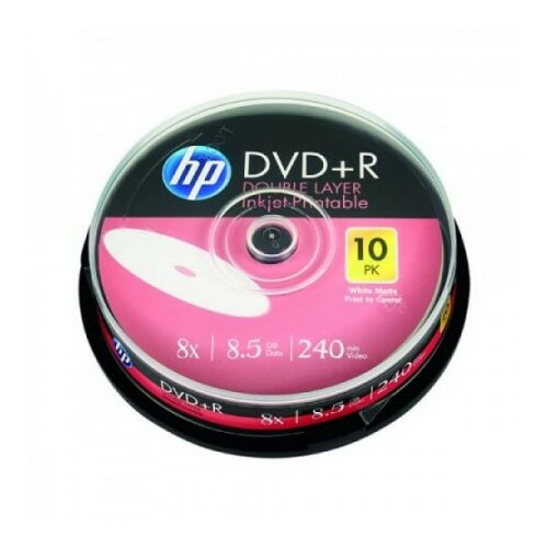 Hp DVD+R DL 8X IJ PRINT 10PK CAKE BOX 8.5GB 69306 disk Slike
