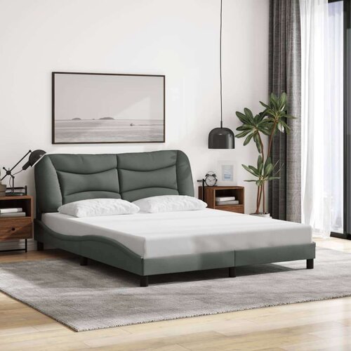  Okvir kreveta s LED svjetlima tamnosivi 160 x 200 cm od tkanine Slike
