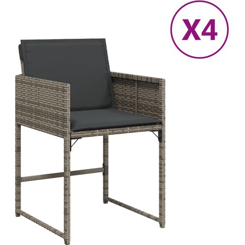 Maison Chic Vrtni stoli - Stol za vrt z blazinami 4 kosi siv poli ratan JS2263, (21876652) Slike