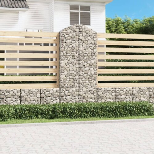 VidaXL Gabionska ko&amp;scaron;ara s lukom 100x30x220/240 cm pocinčano željezo Slike
