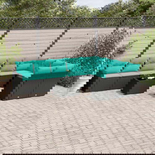 vidaXL Vrtna sedežna garnitura 10-delna z blazinami črn poli ratan Cene