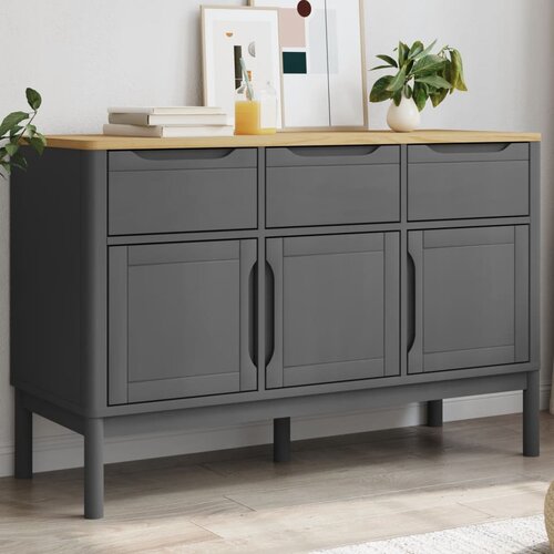  The Living Store Garderobna omara FLORO siva 114x43x74 cm trdna borovina - Komoda, (21442469) Slike
