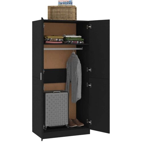VidaXL Garderobna omara črna 80x52x180 cm iverna plo&amp;scaron;ča Slike