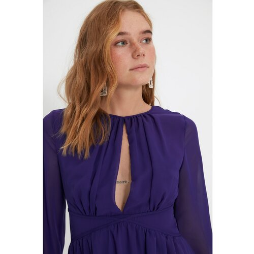 Trendyol purple collar detailed chiffon dress Cene