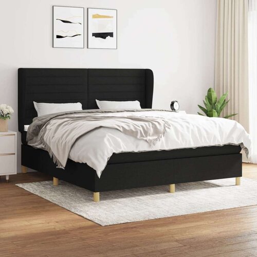  Box spring postelja z vzmetnico črna 160x200 cm blago, (20894259) Slike