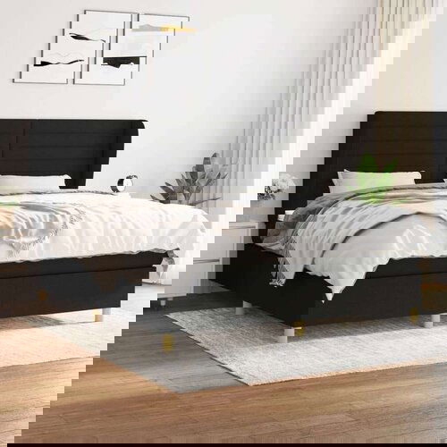  Krevet s oprugama i madracem crni 160x200 cm od tkanine Slike