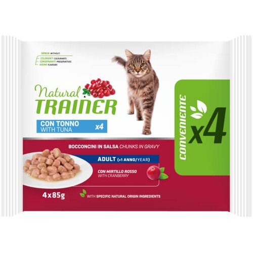 Natural trainer Cat Multipack Adult, vrečka - tuna - 4 x 85 g Cene