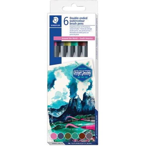 Flomaster 6BOJA OBOSTRANI AKVAREL "SOUTH AMERICA" DESIGN JOURNEY STAEDTLER 3001 C6-4 BLISTER Cene