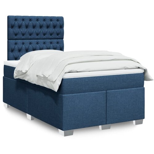 VidaXL Box spring postelja z vzmetnico modra 120x190 cm blago Slike