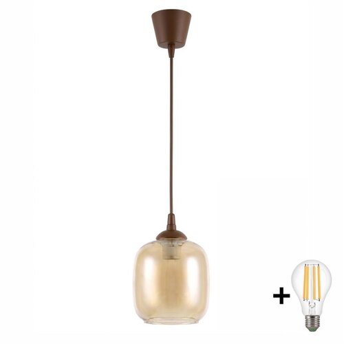 Brilagi LED luster na sajli R GLASS 1xE27/60W/230V prečnik 14 cm smeđa/zadimljeno-smeđa Slike