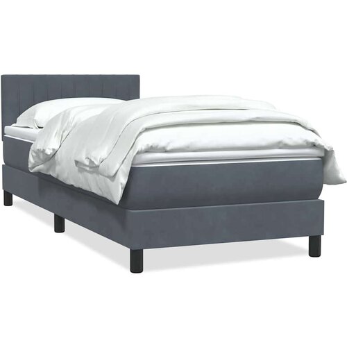 vidaXL Box Spring postelja z vzmetnico Temno siva 90x220 cm Velvet Cene