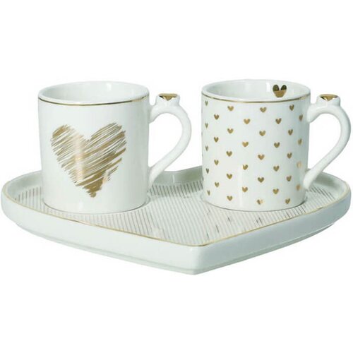 Brandani 3-delni set skodelic za kavo s podstavkom Amore Mio, porcelan, 3 kos Cene