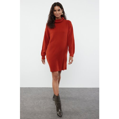 Trendyol Tile Mini Knitwear Turtleneck Dress Slike