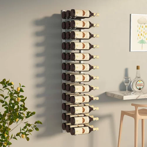  Zidni stalak za vino za 36 boca bijeli željezni