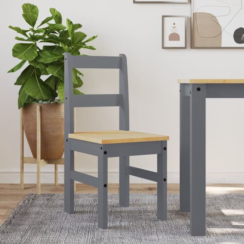 vidaXL Jedilni stoli 2 kosa Panama sivi 40x46x90 cm trdna borovina Cene